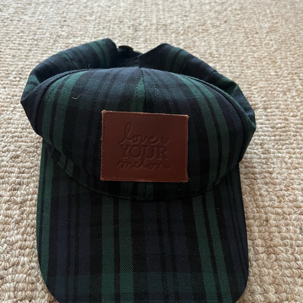 Love Your Melon Black and Green Plaid Hat